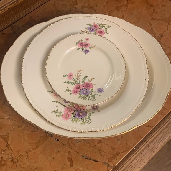 Homer Laughlin Virginia Rose Serving Platter Dinner Plate & Bread Plate - Picture 1 of 9